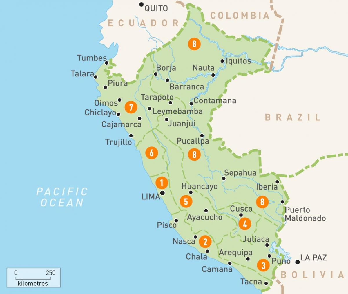 Peru probintzien mapa