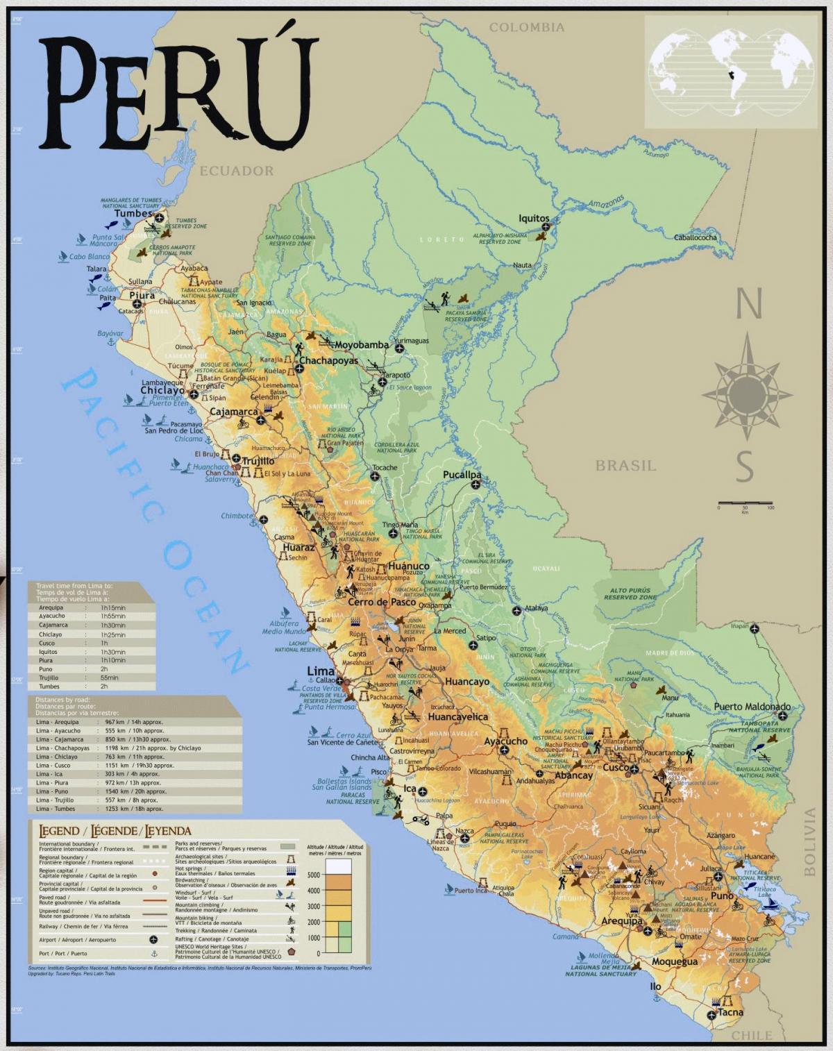 Peru turismo-erakargarri mapa