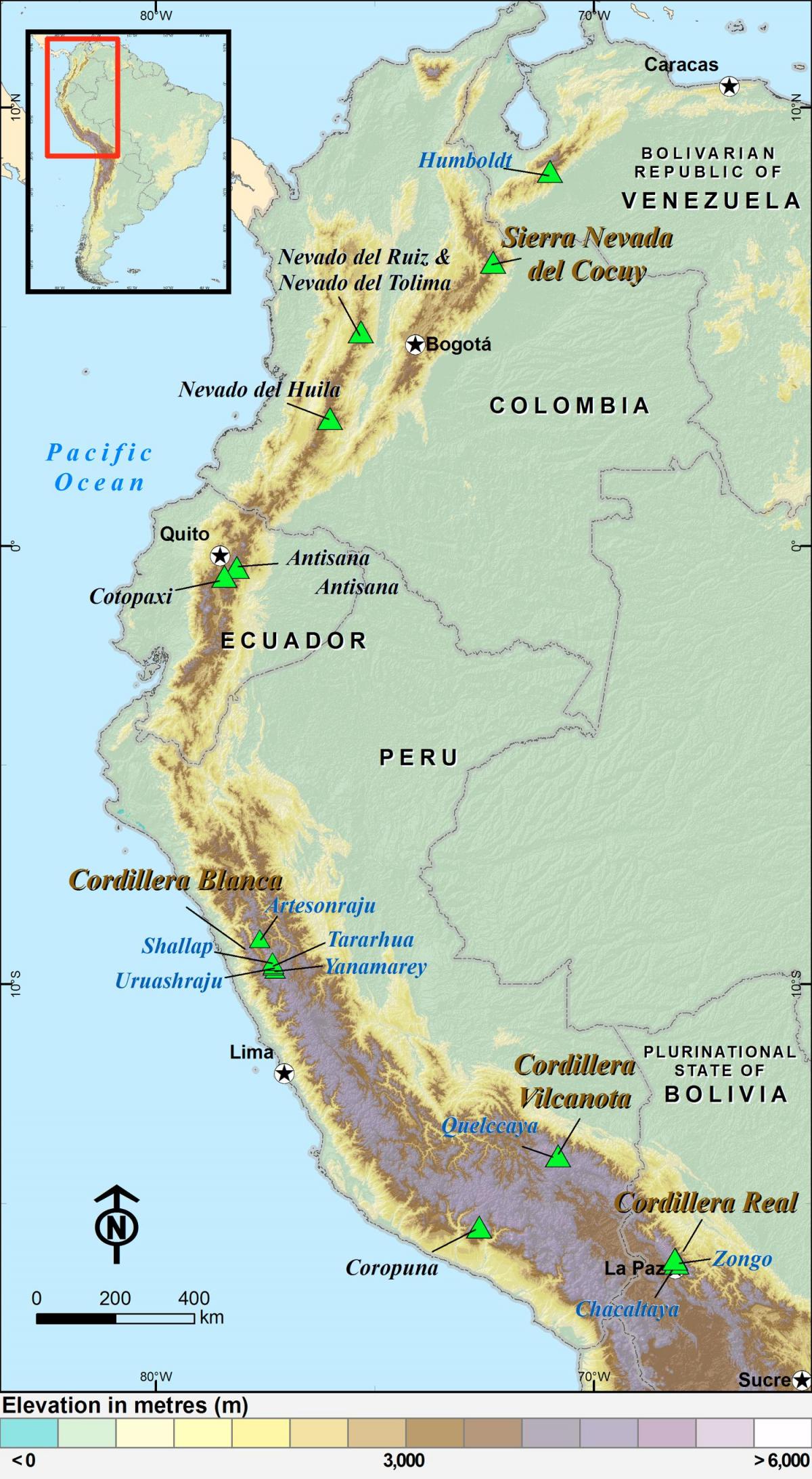 Peruko andeetan mapa