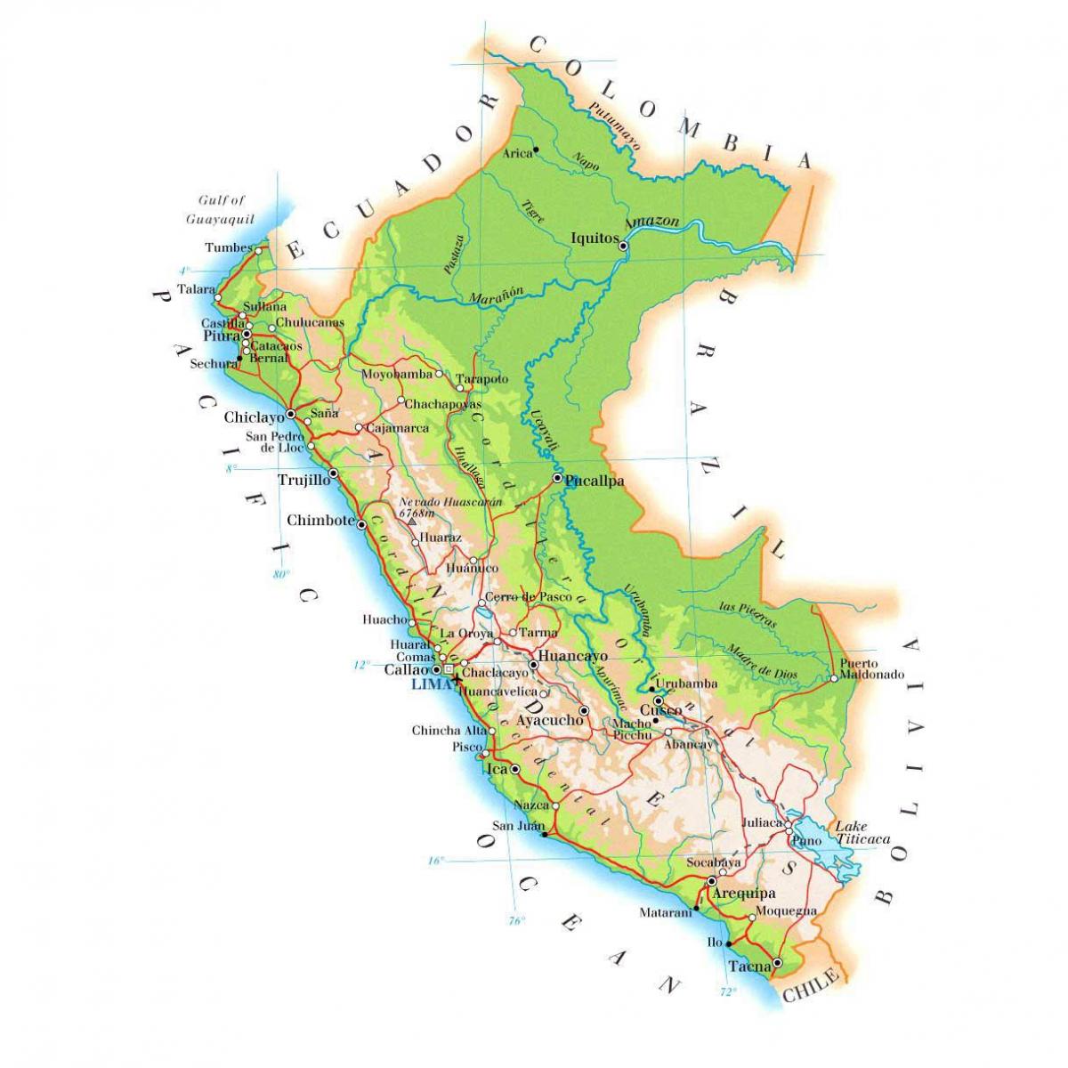 mapa fisikoa mapa Peru