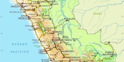 Andes mendietan Peru mapa