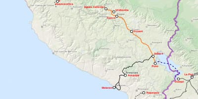 Peru tren mapa